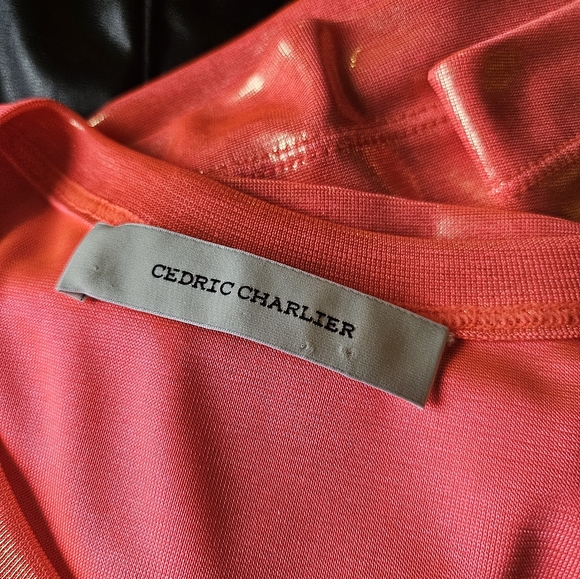 3pc Set Cedric Charlier Metallic Tee Faux Leather Pants Murci Structured Handbag - Picture 8 of 14